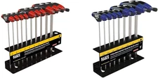 10-Piece SAE Inch T-Handle Hex Key Set with Stand and 8-Piece Metric Ball End T-