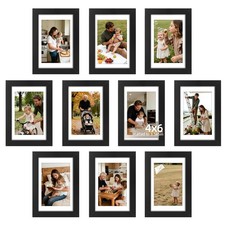 4X6 Picture Frame Set of 10, Display Pictures 3.5X5 with Mat or 4X6 without M...