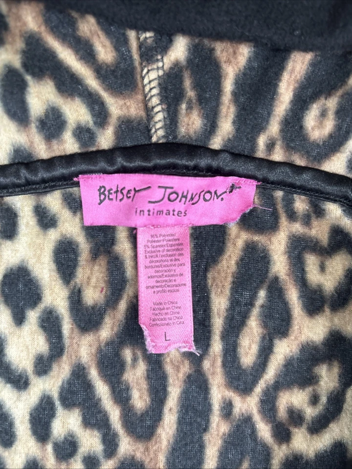Sudadera con capucha Betsey Johnson Intimates para mujer grande estampado de guepardo piel sintética suave Y2K Foto 2 de 4