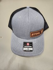 Richardson 112 Stihl Original Trucker Hat Cap Grey Black Brown Patch