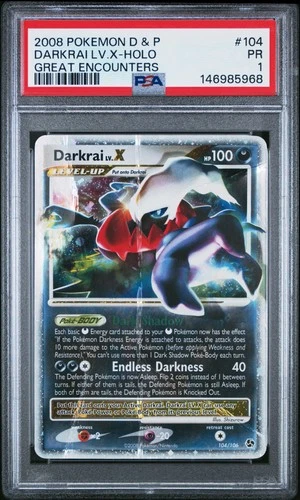 2008 POKEMON DIAMOND & PEARL GREAT ENCOUNTERS #104 DARKRAI LV.X-HOLO PSA 1