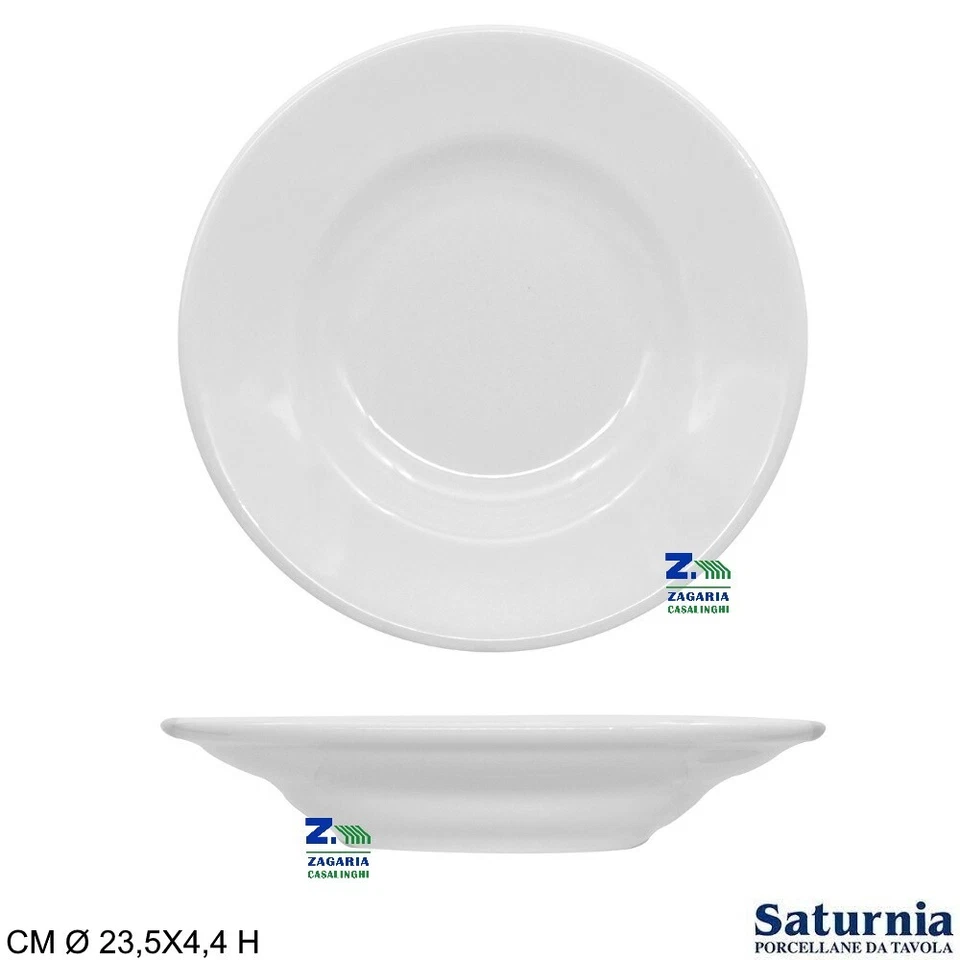 PIATTO SATURNIA FONDO MOD. TIVOLI IN PORCELLANA BIANCA CM 23,5 X 4,4 H