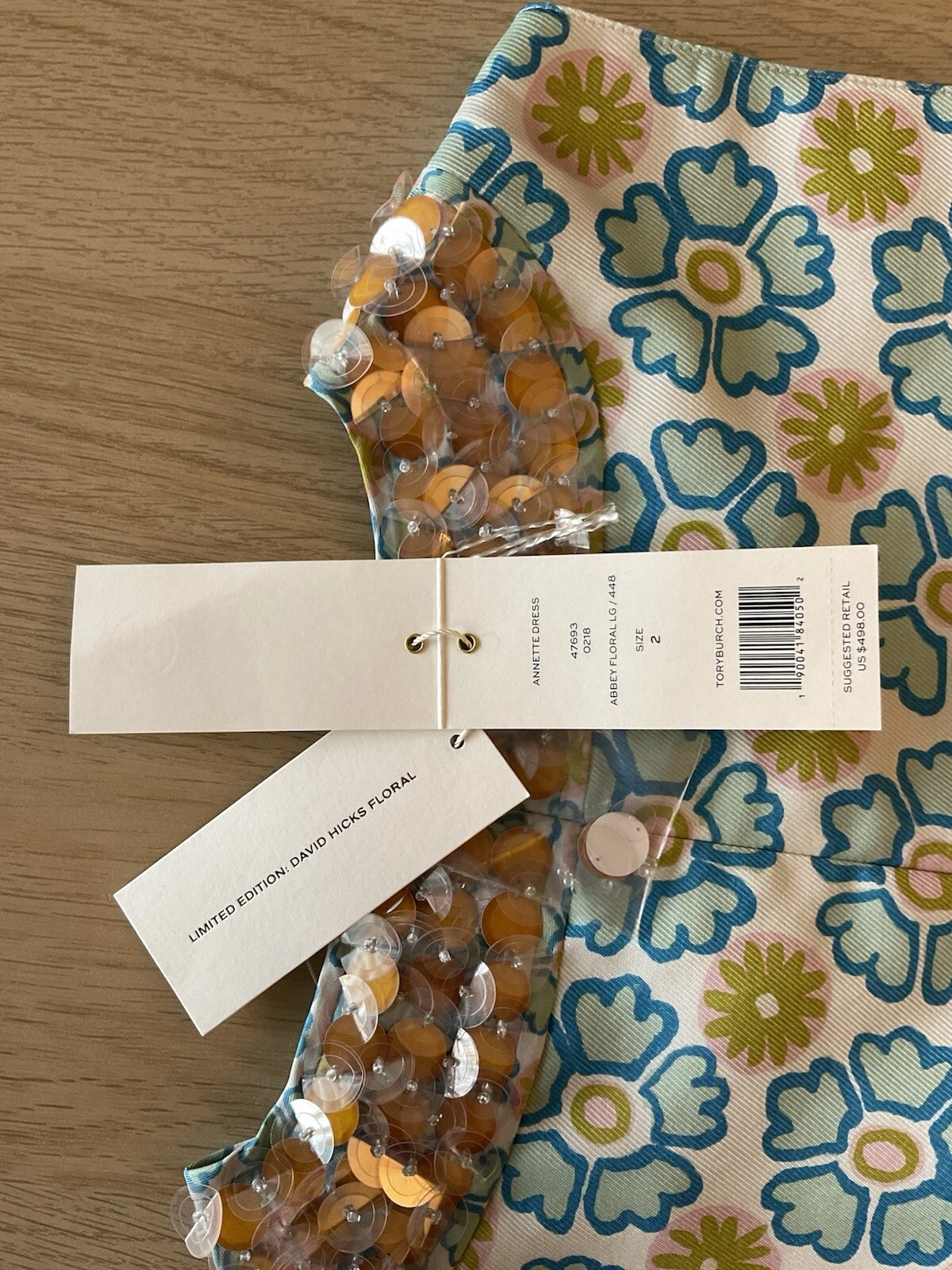 Autentico Abito Tory Burch Annette Edizione Limitata David Hicks Floreale Nuovo