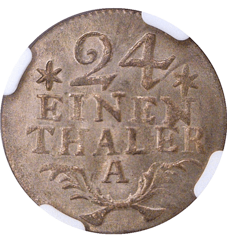1783 A Germany Prussia 1/24th Thaler Friedrich II (The Great) KM# 296 NGC MS 63 - Picture 3 of 5