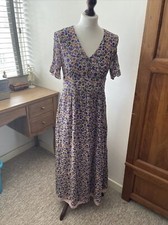 Boden Full Length Dusty Pink Floral Dress Size 10 Fully Lined Wedding Occasion