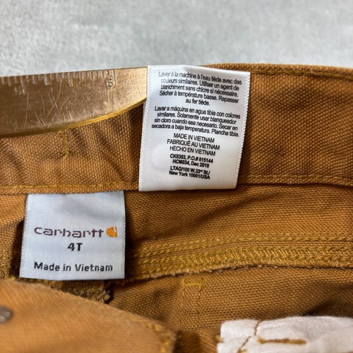 Carhartt Pants Boys Toddler 4T Brown Carpenter Utility Workwear Duck Canvas - Picture 5 of 10