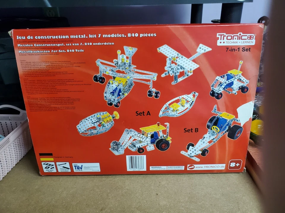 Tronico 7 In 1 Set Build Your Own Plane Boat Car Tractor Metal Construction Kit - Image 4 of 4