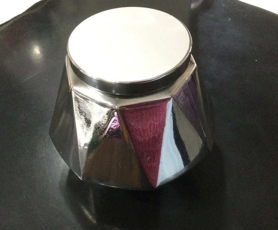 Clean Empty Candle Jar Paper White Silver Christmas Holidays Silver Star Hexagon - Image 3 of 4