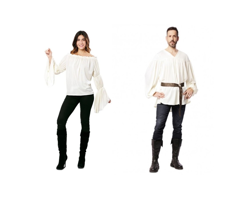 CARNEVALE HALLOWEEN CAMICIA E BLUSA MEDIEVALE PIRATA EPOCA UOMO DONNA