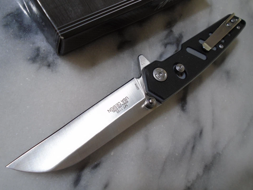 Cuchillo de Bolsillo Wharncliffe Abierto con Rodamiento de Bolas Mtech Carpeta de Bloqueo de Eje MT-1193BBGY Nuevo Foto 2 de 4