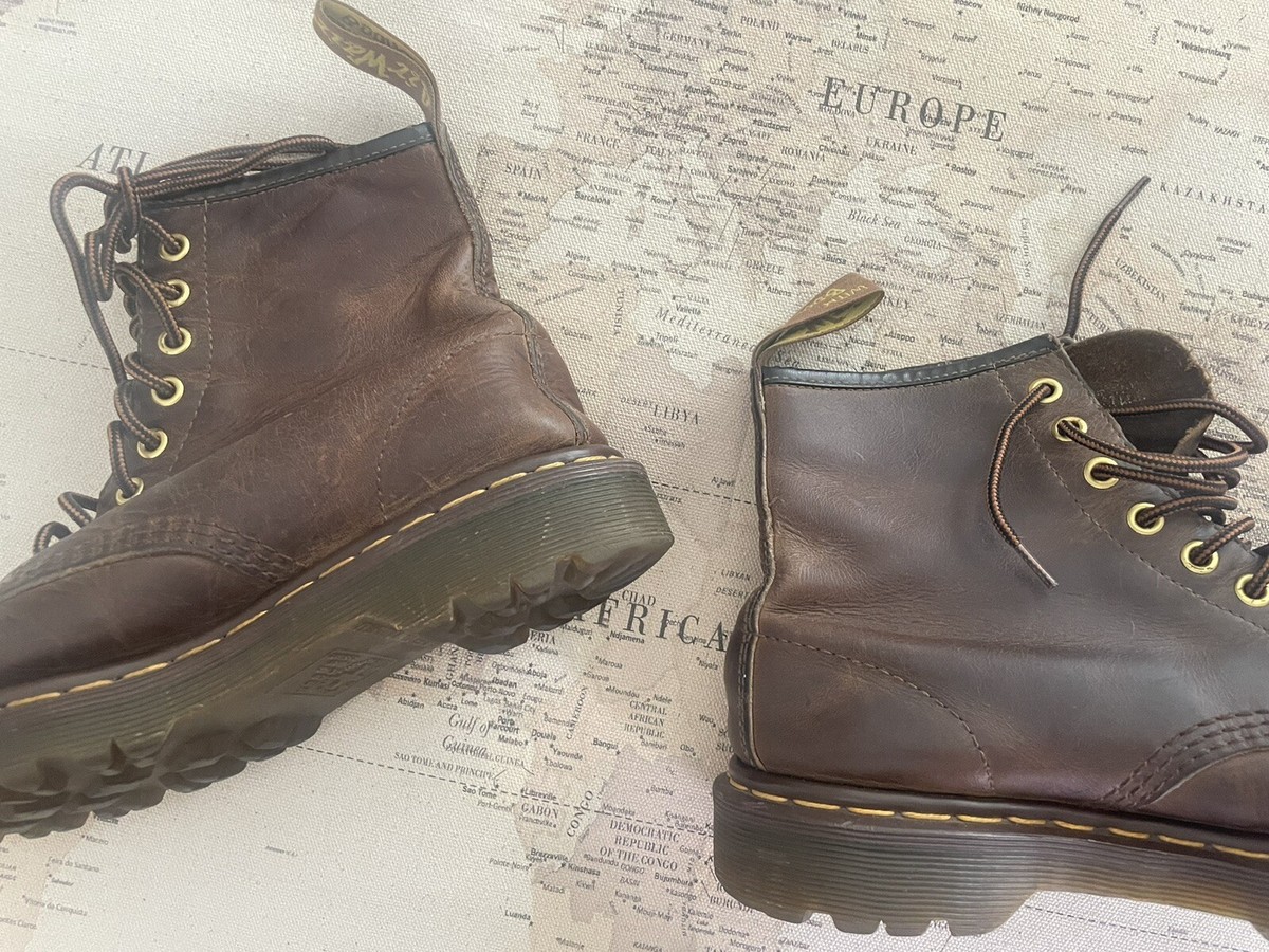 Vintage Dr Martens 1460 Boots 8-Eye Brown Made in England Men Size