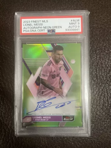 2023 MLS Topps Finest Lionel Messi PSA  9 Green /99 Inter Miami Auto PSA 9