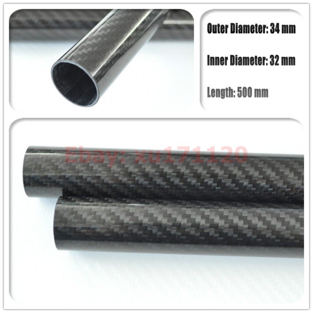 1PC 3k Carbon fiber wing tube 34MM OD X 32MM ID X 500MM 100 full