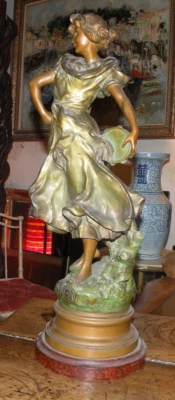 Grand Régule patine bronze " CARMEN " par Lucas Madrassi ( 1848-1919) - Photo 1/4