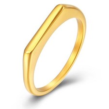 Women Statement Ring Stainless Steel Signet Style Simple Plain Wedding Gfit