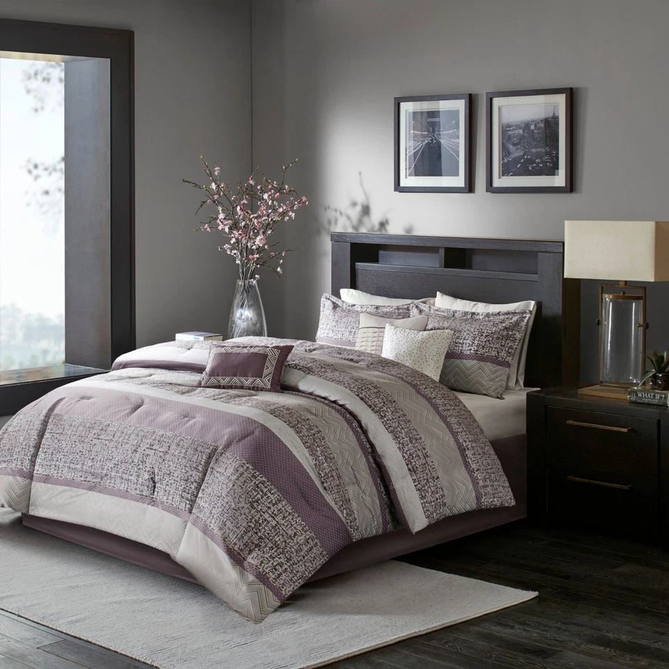 Madison Park Rhapsody 7 Piece Jacquard Comforter Set Bedding Matching Bedskirt - Image 3 of 4