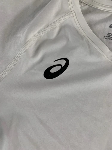 Asics Youth Volleyball Jersey L White Short Sleeve Spin Serve Tee 2054A016 - Picture 4 of 8