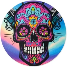 Sdroceryam Turntable Platter Mat, 12 Inches Record Mat Felt Skull Pattern Anti-S