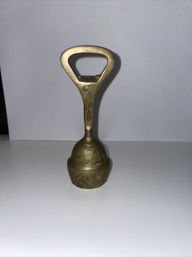 Vintage Etched Brass Bell with Bottle Opener on Handle - Picture 1 of 2