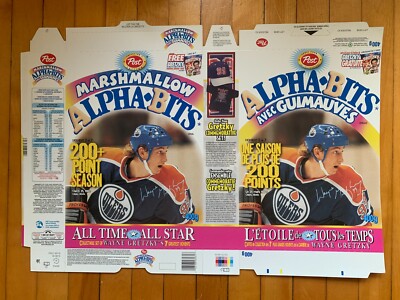 1997-98 Marshmallow Alpha-Bits Cereals Uncut/Unfolded Box WAYNE GRETZKY - Oilers