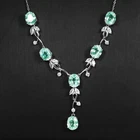 Mint Green Paraiba Tourmaline 30.35Ct 925 Sterling Silver White Gold Necklaces