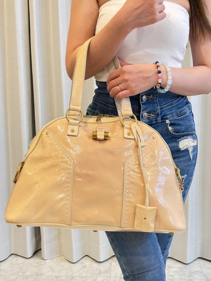 YSL Muse Handbag  Pink Patent Leather Tote Bag - Image 2 of 4