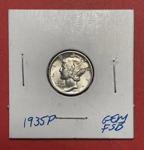 1935 P Mercury Silver Dime, Gem Uncirculated, FSB.