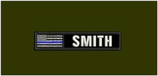 CUSTOM NAME TAPE EMBROIDERY PATCH 1X5''HOOK ON BACK WHITE ON BLACK