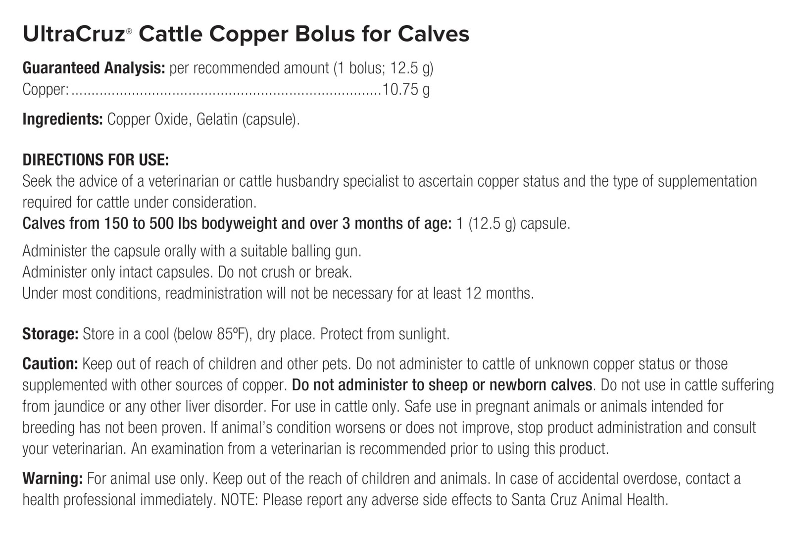 - sc-363565 Cattle Copper Bolus for Calves, 25 Count x 12.5 Grams
