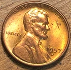 1957-D Lincoln Wheat Cent UNC Toned with Filled 9 Date Die Chip Error Coin