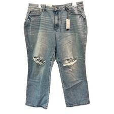 Judy Blue High Waist Light 90  s Straight Leg Denim Jeans JB88884 Rigid Front 22W