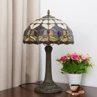 Red Tulip Tiffany Style Stained Glass Table Lamp Bed Room Bedside Reading Des...