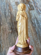 Vtg Ornate Detailed SACRED HEART JESUS HAND CARVED WIDDLED WITTLED WOOD STATUE