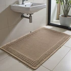 Waffle Bath Mat Beige Woven Washable Runner Rugs Kitchen Bathroom 60x40cm Home