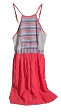 Flying Tomato Women's S Coral Geometric Halter Lace Lined Fit & Flare Dress Boho