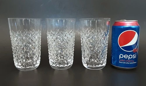 SET 3 WATERFORD Crystal "ALANA" Irish Cut Glass 5" Flat Highball 12 oz Tumblers