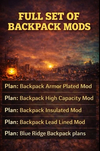 Fallout 76 PS4/PS5 Backpack Mods Full Set Plans Fast Delivery