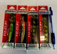Lot Of 4-Yo Zuri 90mm Crystal 3D Minnows, , 3 Separate Colors, 3/8oz, 3.5” Long