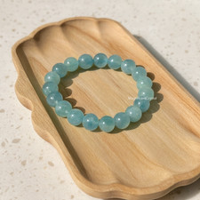 8mm Natural Aquamarine Stretch Bracelet Handmade Aqua Crystal Healing Jewelry
