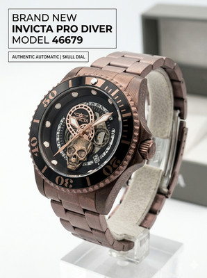 Invicta Men's Skull Automatic Pro Diver Watch 43mm 46679 Brown