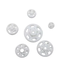 15 Set Invisible Plastic Snap Buttons, 13mm, White, Sew-on, Press, Clothing