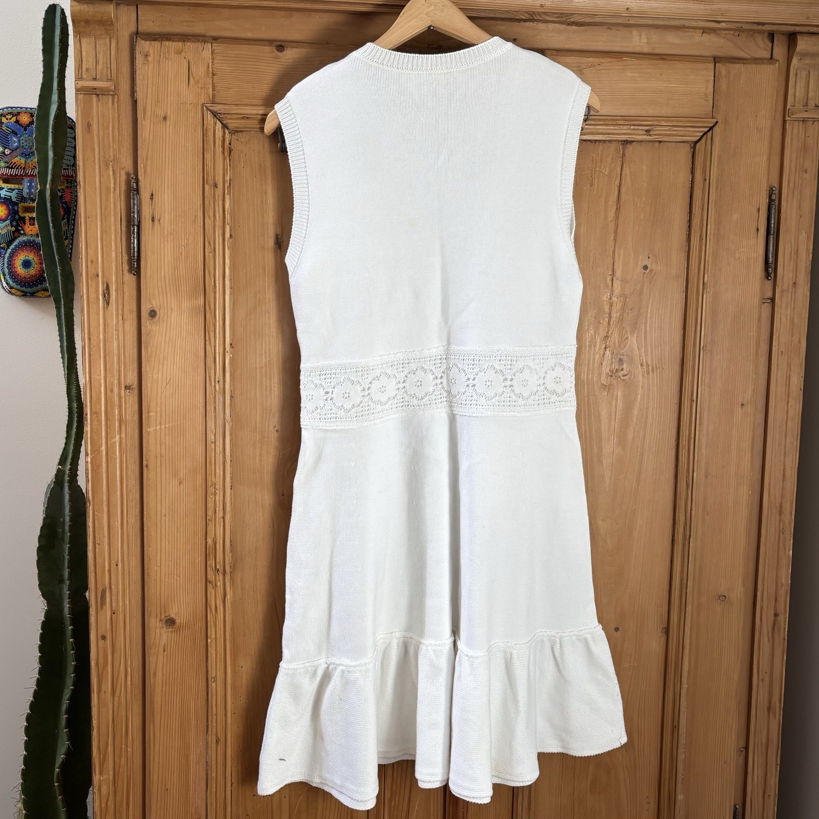 RED VALENTINO WHITE ROSETTE SWEATER DRESS SLEEVELESS SIZE 12 thumbnail 2