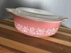 Vintage 1950s PYREX 1 pt 471 Casserole Dish with Lid (Set) Pink Gooseberry Bowl