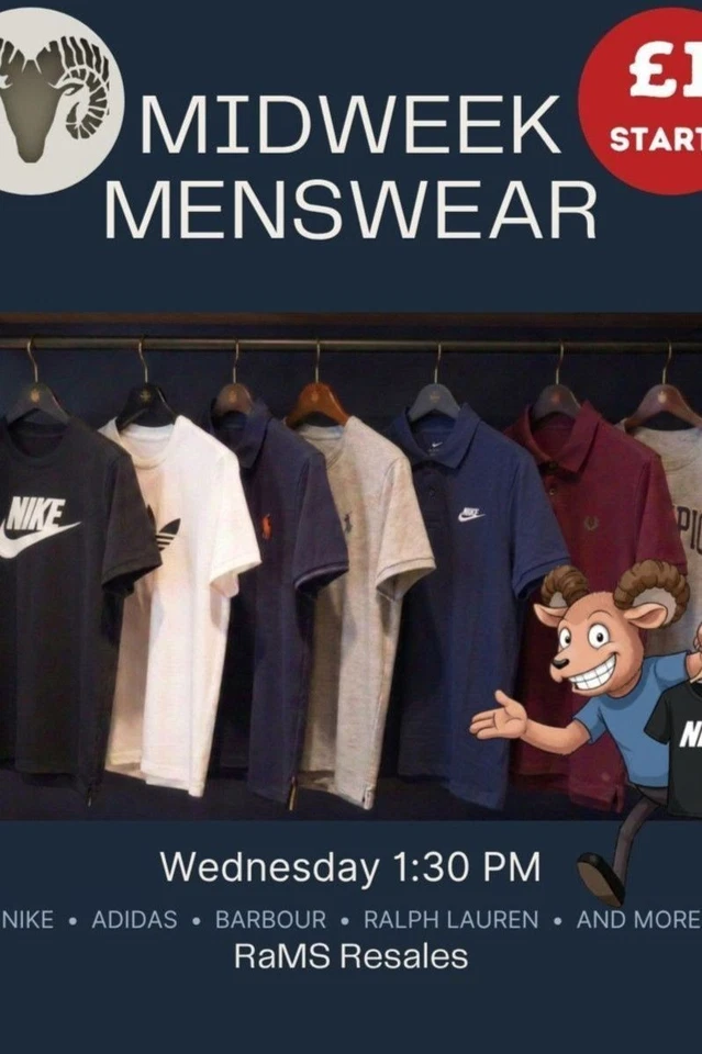 👕 Midweek Menswear Live 🎥 | £1 Starts 😱 | Rams Resales 🐏