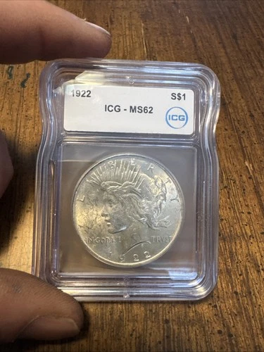 1922 Silver Peace Dollar ICG MS62 90% Silver Content