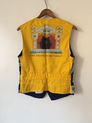 VTG 90s Moschino Jeans Love Theatre Vest Mavy Blue Yellow Size 44