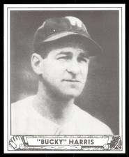 Bucky Harris 1986 Play Ball REPRINT Baseball Card #129 (NM)