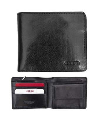 Giudi Luxus Designer schwarze italienische Herren-Geldbörse aus Leder - Dreifachfaltung NEU verpackt