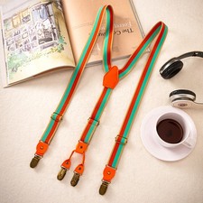 New Striped Suspenders Anti-Slip Trousers Braces Belt Elastic Choir Clown Dress