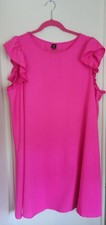 Hot Pink Shein Curve Dress Ruffle Cap Sleeves NWOT Size 1XL